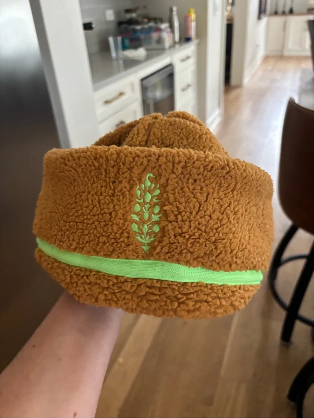 Free People Sherpa Bucket Hat in Rust with Olive Trim